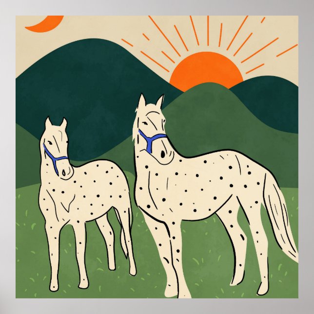 Póster Caballos de la región montañosa (Frente)