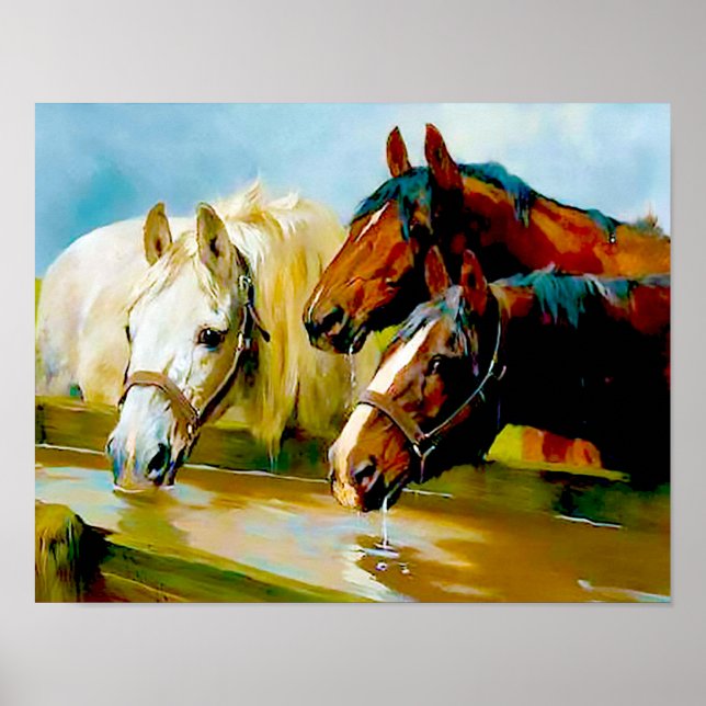 Póster Caballos de la Sociedad de la Temperatura, por Art (Frente)