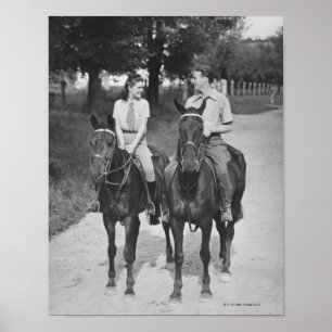 Póster Caballos de montar a caballo de los pares