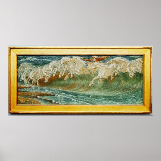 Póster Caballos de Neptuno vintage de Walter Crane (Frente)