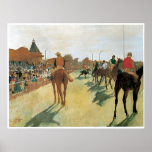 Póster Caballos de raza antes de los quioscos, Degas