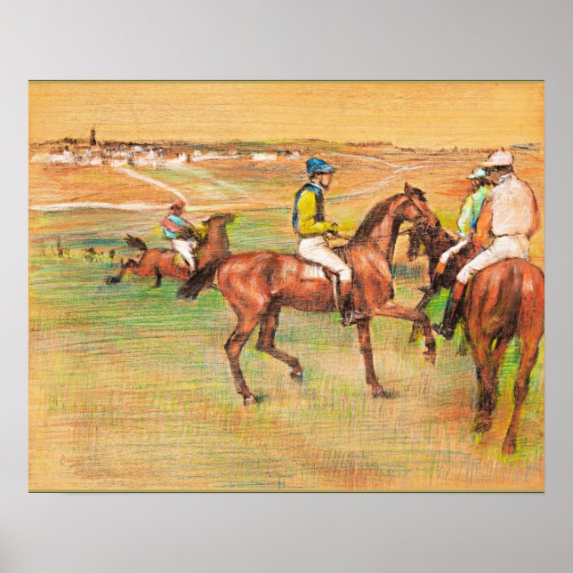 Póster Caballos de raza, famosa pintura de Edgar Degas (Frente)