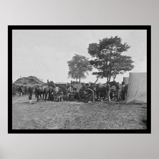 Póster Caballos de tiro de herrero en Antietam 1862 (Frente)