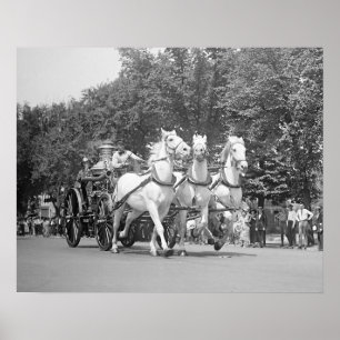 Póster Caballos del Departamento de Bomberos, 1925. Foto 