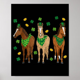 Póster Caballos del día de San Patricio mujeres niñas equ