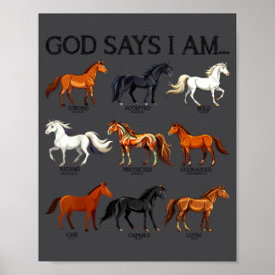 Póster Caballos Dios Dice Que Soy Lindo Biblia Cristiana