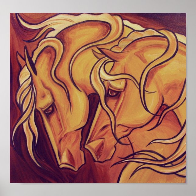 Póster Caballos dorados (Frente)