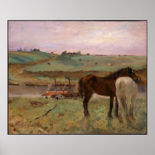 Póster Caballos Edgar Degas en un prado