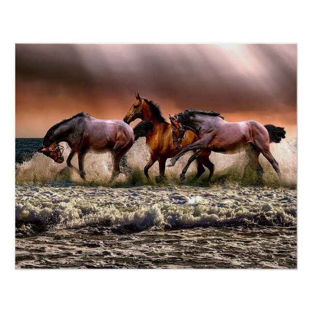 Póster Caballos en la playa (Anverso)