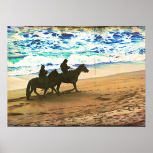Póster Caballos en la playa