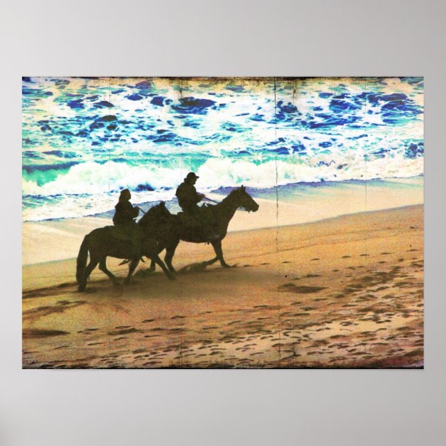 Póster Caballos en la playa (Frente)