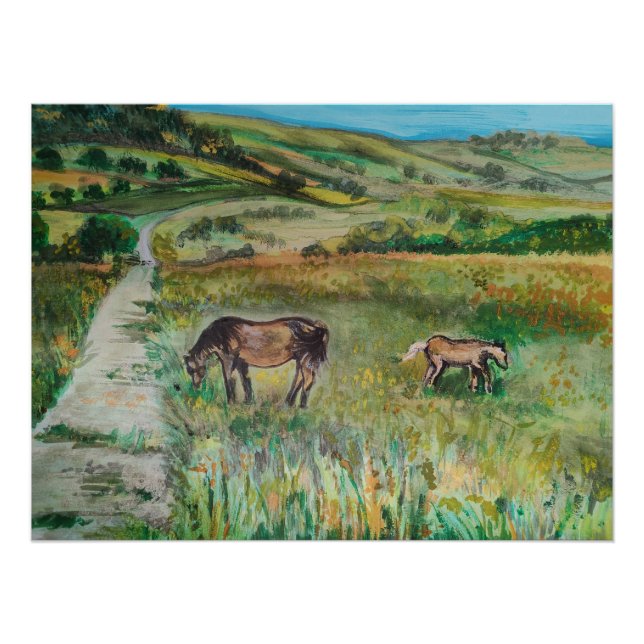 Póster Caballos en la pradera (Anverso)