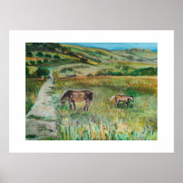 Póster Caballos en la pradera