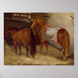 Póster Caballos en los establos