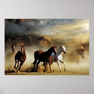 Póster Caballos en marcha