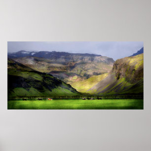 Póster Caballos en marcha Islandia