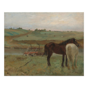 Póster Caballos en una pradera, pintura al petróleo, Edga