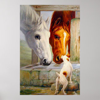 Póster Caballos haciendo amigos