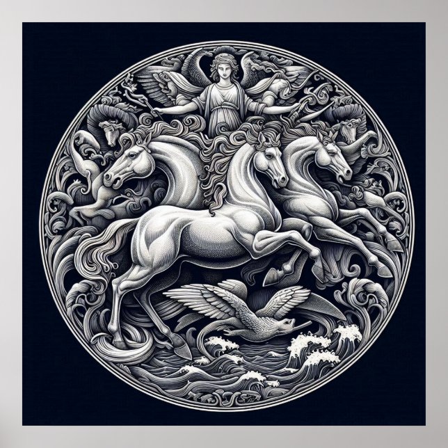 Póster "Caballos místicos hermosos" 35 (Frente)