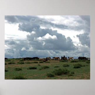 Póster Caballos mongoles