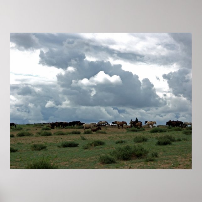 Póster Caballos mongoles (Frente)