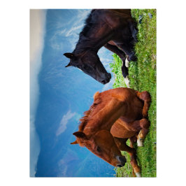 Póster Caballos Moody Mountain: Un Viaje de Arte Refinado