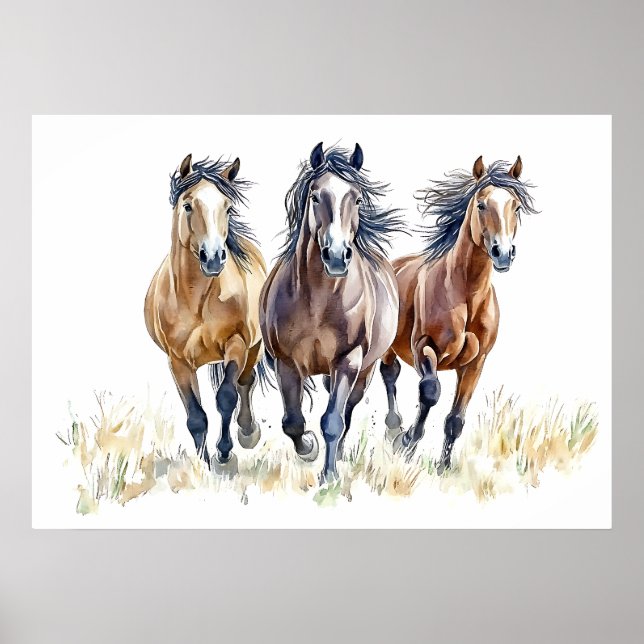 Póster Caballos Mustang Salvajes y Libres del Oeste (Frente)