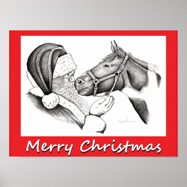 Póster Caballos navidades y Santa Claus (Frente)