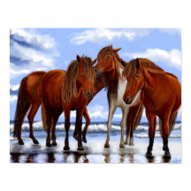 Caballos parados en un Poster de playa