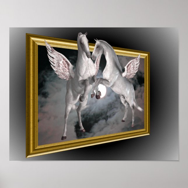 Póster Caballos Pegasus Fuera De Los Límites Fantasía (Frente)