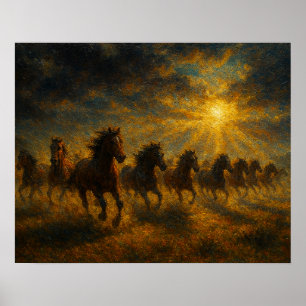 Póster Caballos Salvajes Corriendo