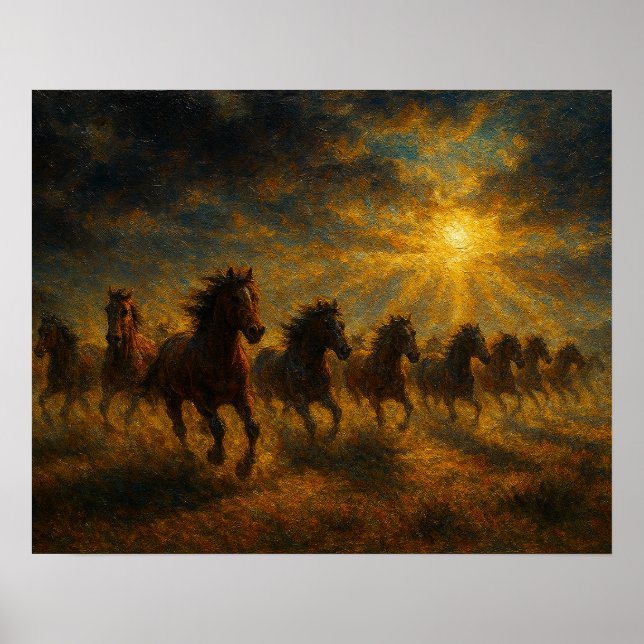 Póster Caballos Salvajes Corriendo (Frente)