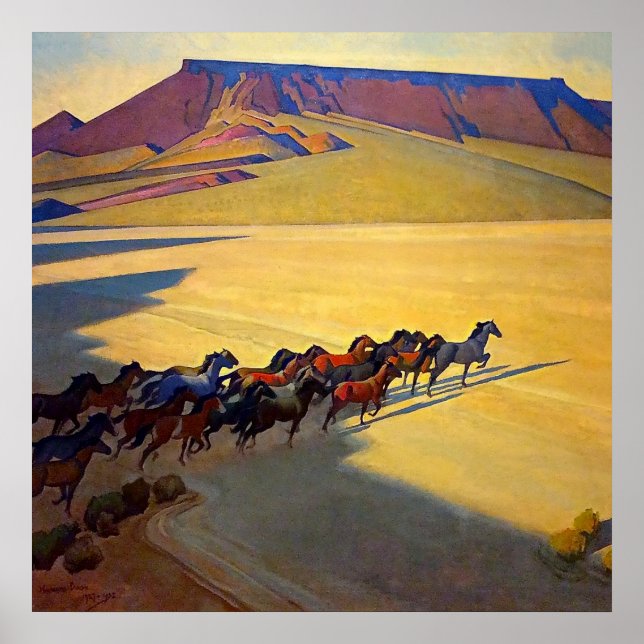 Póster "Caballos salvajes de Nevada" por Maynard Dixon (Frente)