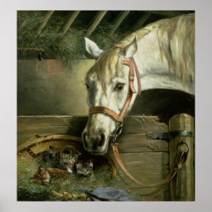 Póster Caballos y gatitos, 1890