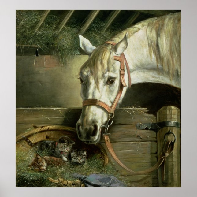 Póster Caballos y gatitos, 1890 (Frente)