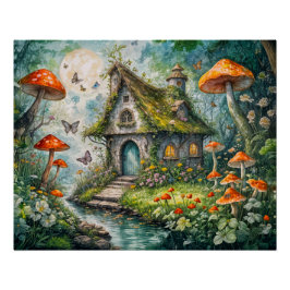 Póster Cabaña caprichosa por corriente con hongo rojo gig