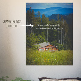 Póster Cabaña de bosque bajo las montañas