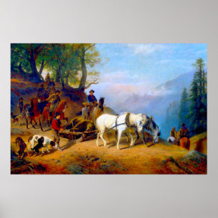 Póster Cabaña de caza vintage regreso de la caza del oso