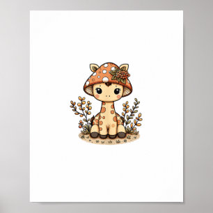 Póster Cabaña de jirafa con hongos