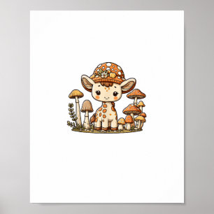 Póster Cabaña de jirafa hongo Cottagecore _1