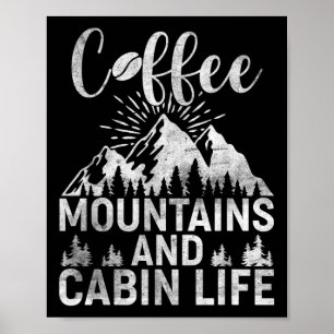 Póster Cabaña de Montañas de Café Vida al Aire Libre Camp