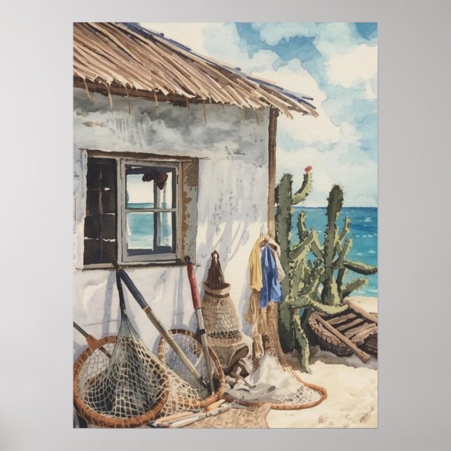 Póster cabaña de pescado de Bonaire (Frente)