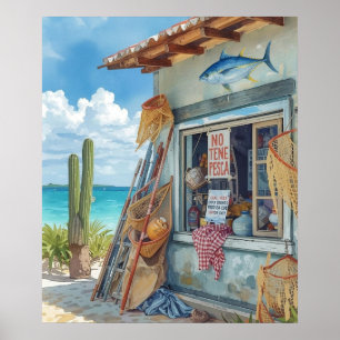 Póster cabaña de pescado de Bonaire