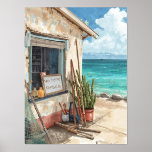Póster cabaña de pescado de Bonaire