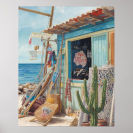 Póster Cabaña de pescado de Bonaire agotada