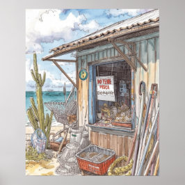Póster Cabaña de pescado de Bonaire agotada