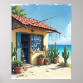 Póster Cabaña de pescado de Bonaire agotada