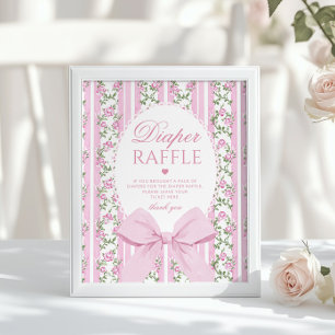 Póster Cabaña del Amor Bebe Rifa de pañales Lazo Coquette