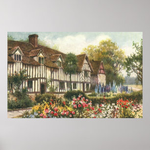 Póster Cabaña del inglés del jardín formal de la