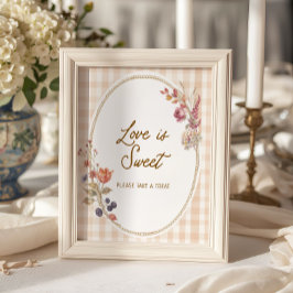 Póster Cabaña Enamorarse Gingham El Amor es Dulce